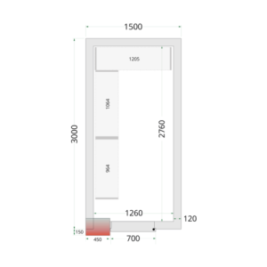 Negative cold room TEFCOLD - 1500x3000 | Optimal insulation, practicality, and quality.