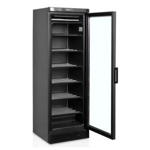 Static Glass Door Freezer Display Black - 270 L TEFCOLD | Condensation avoided, LED lighting, controlled temperature, row