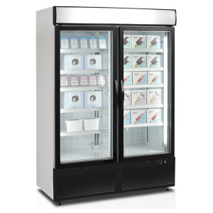 Vitrine Mraznička Vertikálna Biela - 2 Sklenené Dvere - 930 L TEFCOLD | Fourniresto