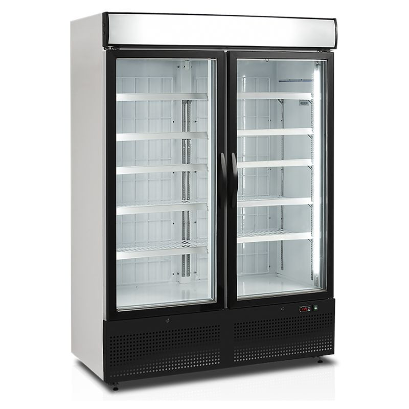 Vitrine Mraznička Vertikálna Biela - 2 Sklenené Dvere - 930 L TEFCOLD | Fourniresto