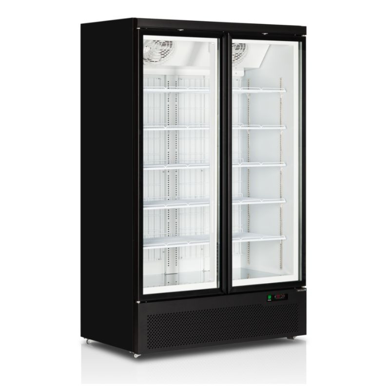 Vertical Black Freezer Showcase - 702 L | TEFCOLD | Ideal for professional catering | Energy saving, glass doors