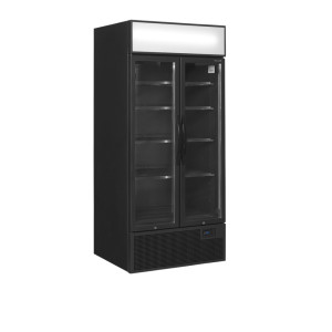 Black Refrigerated Cabinet TEFCOLD - 2 Glass Doors - 535 L