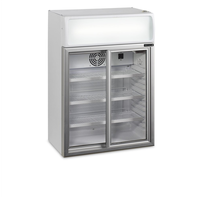 Mini Armoire Réfrigérée TEFCOLD 60L avec Canopée et 2 Portes Vitrées