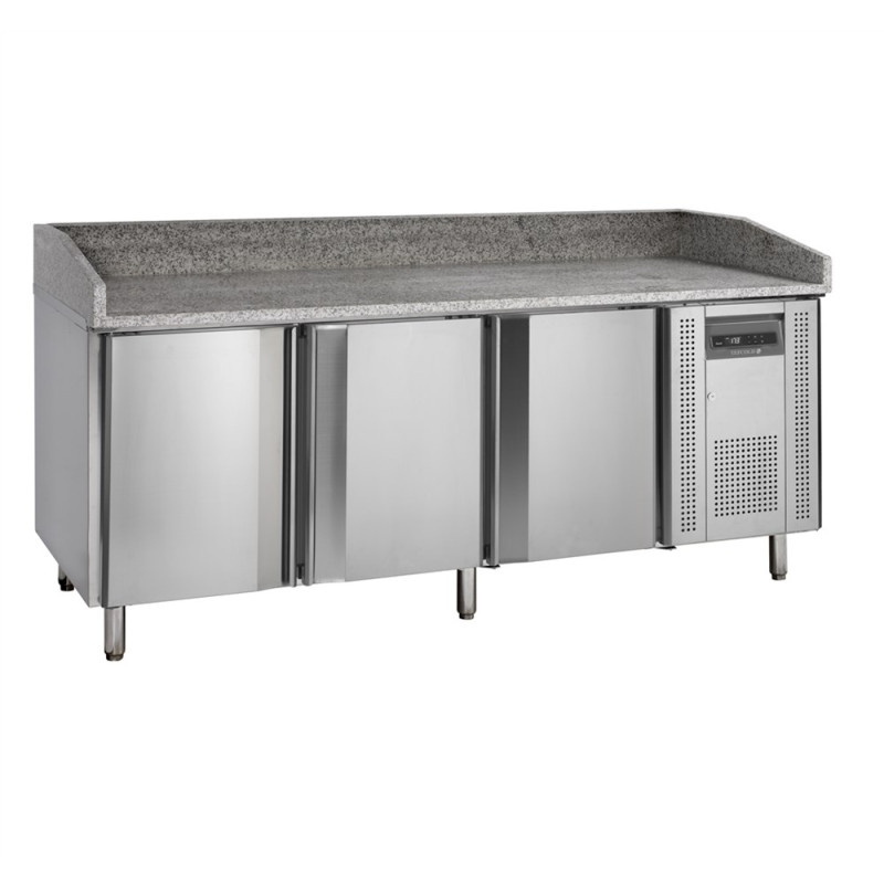 Stainless Steel Pizza Table - 400 x 600 mm - 3 Doors | Brand TEFCOLD