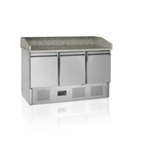 Comptoir à Pizza en Inox GN 1/1 - 3 Portes Pleines TEFCOLD PT1365 | Chladenie 400L, automatické odmrazovanie | Fourniresto