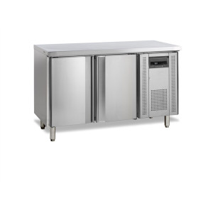 Table Réfrigérée Positive 2 Portes Pleines - 230L TEFCOLD: Performante et pratique pour professionnels de cuisine