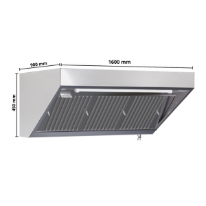 Hotte Snack 900 Led Sans Moteur Dynasteel 1600mm AISI304 Inox