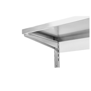 Nástenná polica z nehrdzavejúcej ocele na lištách - L 800 x P 400 mm | Dynasteel