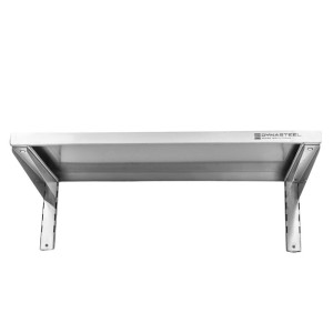Nástenná polica z nehrdzavejúcej ocele na lištách - L 800 x P 400 mm | Dynasteel
