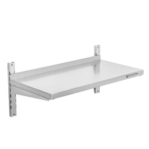 Nástenná polica z nehrdzavejúcej ocele na lištách - L 800 x P 400 mm | Dynasteel