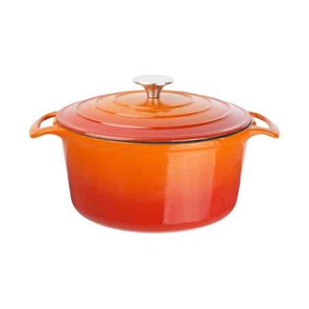 Round Orange Vogue 3.2 L Cast Iron Casserole Dish