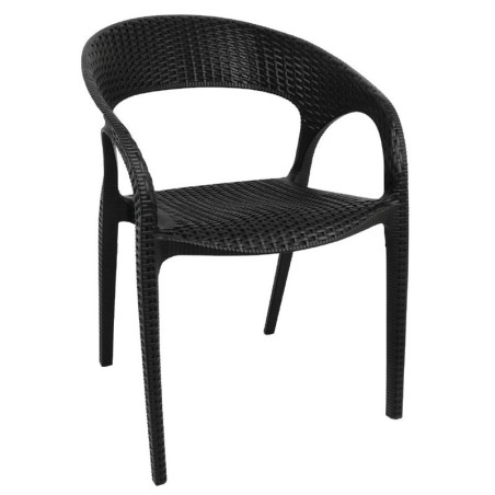 Fauteuils Enveloppants Rotin PP Noirs - Lot 4 Bolero Restauration et Hôtellerie