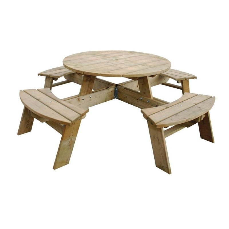 Table de Pique-Nique en Bois Ronde 2000mm Rowlinson: Robuste & Élégante