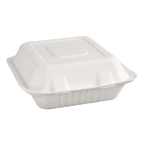 Boîtes à charnière compostables en Bagasse 236mm - Lot de 200