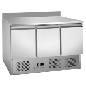 Positive Refrigerated Table GN 1/1 With Backsplash - 3 Doors - Dynasteel