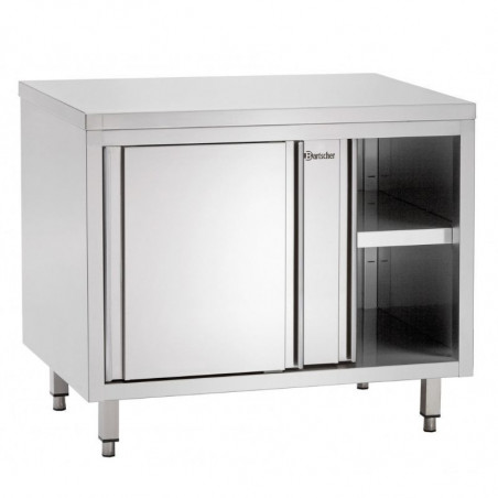 Stainless Steel Cabinet with Sliding Doors and Shelf - L 1000 mm - Refurbished