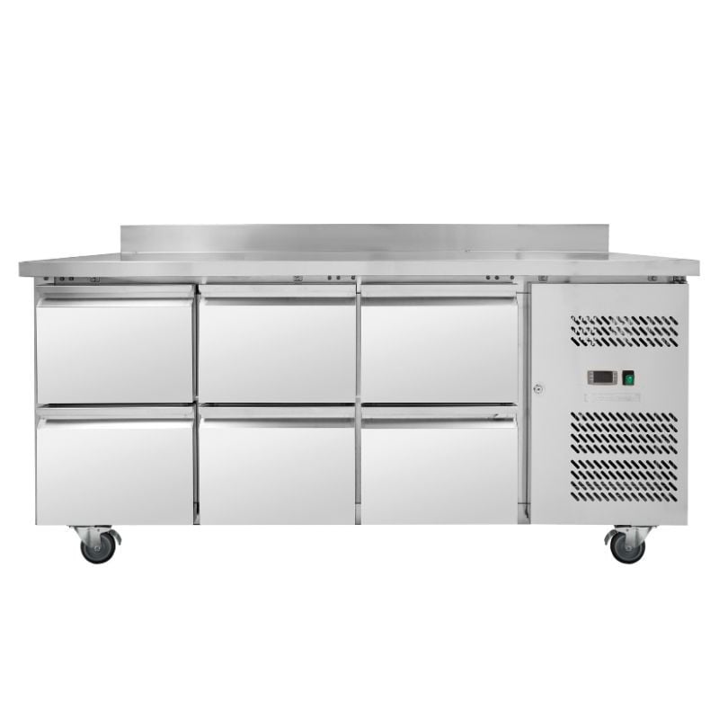 Positive Refrigerated Table with Backsplash - 6 Drawers - Dynasteel