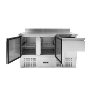 Pozitívny chladiaci stôl s chrbátom - 2 dvere a 2 zásuvky GN 1/2 - Dynasteel