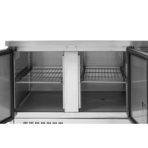 Pozitívny chladiaci stôl s chrbátom - 2 dvere a 2 zásuvky GN 1/2 - Dynasteel