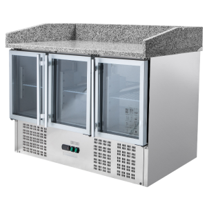 Compact Refrigerated Pizza Cabinet 600x400 - 3 Glass Doors - Dynasteel