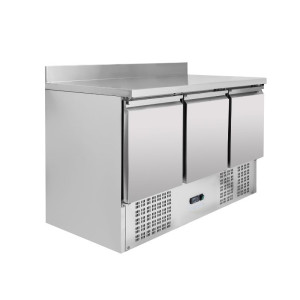 Pozitívny chladiaci stôl GN 1/1 s chrbtovou doskou - 3 dvere - Dynasteel