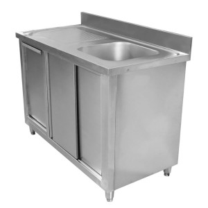 Sink Unit 1 Bowl with Backsplash and Bin - 1200 x 600 mm - Dynasteel