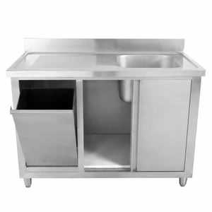 1 Bowl Sink Unit with Backsplash and Bin - 1200 x 600 mm - Dynasteel