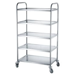 Stainless Steel 5-Tray Service Trolley - Hendi