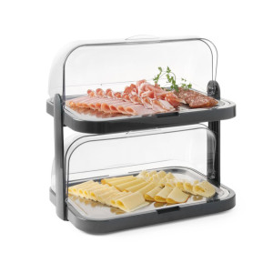 Vitrine Buffet with Sliding Lid UNIQ - 2 Trays - Black - HENDI