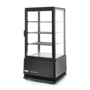 Black Refrigerated Display Case with 4 Glass Sides - 78 liters