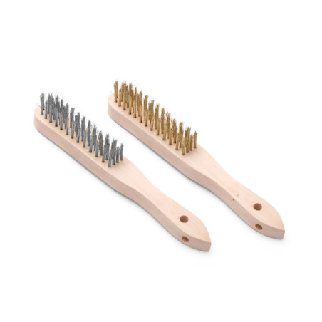 Set of brushes with brass and stainless steel bristles - 2 pieces - Brand HENDI - Fourniresto