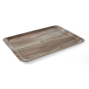 Melamine Printed Dark Wood Service Tray - 530 x 370 mm