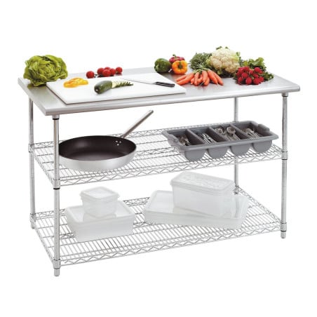 Professional stainless steel work table for kitchen - L1300, 690mm