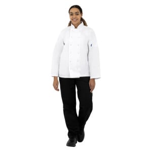 Unisex White Long Sleeve Vegas Kitchen Jacket - Size M - Whites Chefs Clothing - Fourniresto