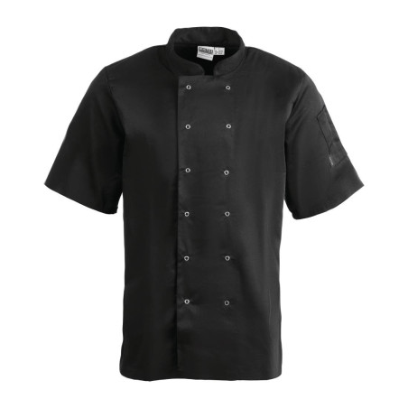 Čierna unisex kuchynská bunda s krátkymi rukávmi Vegas - Veľkosť M - Whites Chefs Clothing - Fourniresto