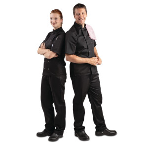 Čierna unisex kuchynská bunda s krátkymi rukávmi Vegas - Veľkosť M - Whites Chefs Clothing - Fourniresto