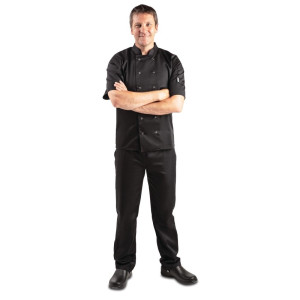 Unisex Black Short Sleeve Vegas Kitchen Jacket - Size Xs - Whites Chefs Clothing - Fourniresto