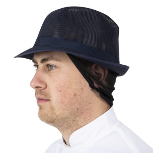 Chapeau Trilby Bleu Marine Avec Résille - Taille S 550 Mm - FourniResto - Fourniresto