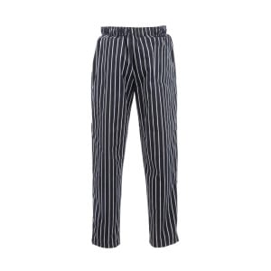 Mixed Black and White Striped Baggy Kitchen Pants - Size L - Chef Works - Fourniresto