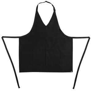 Server Apron V-Neck Black Polycotton 838 x 698 mm - Whites Chefs Clothing - Fourniresto