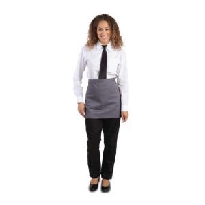 Tablier de Serveur Court Gris Anthracite en Polycoton 750 x 373 mm - Whites Chefs Clothing - Fourniresto