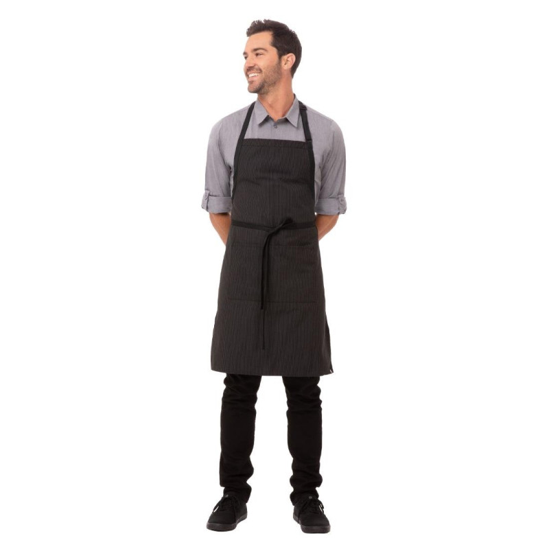 Bib Apron with Fine Stripes 610 x 850 mm - Chef Works - Fourniresto