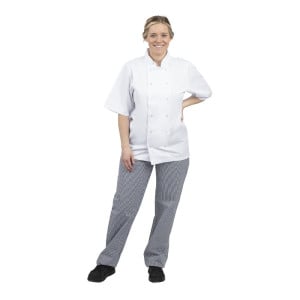 Unisex Vegas Blue and White Checkered Kitchen Pants - Size L - Whites Chefs Clothing - Fourniresto