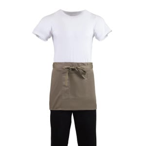 Short Light Brown Polycotton Server Apron 373 x 750 mm - Whites Chefs Clothing - Fourniresto