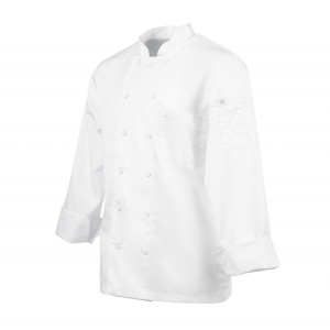 White Unisex Long Sleeve Calgary Kitchen Jacket - Size S - Chef Works - Fourniresto