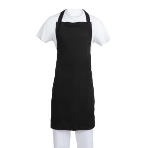 Tablier Bavette Noir en Polycoton 900 x 1040 mm - Whites Chefs Clothing - Fourniresto