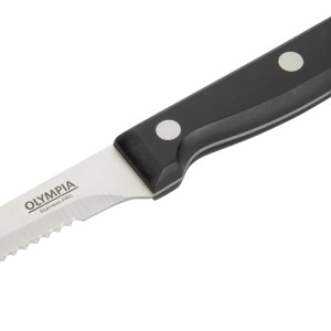 Meat Knife with Black Handle Serrated Blade 215 mm - Set of 12 - Olympia - Fourniresto