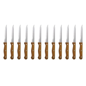 Couteau À Viande À Manche En Bois Lame Dentée 215 Mm - Lot De 12 - Olympia - Fourniresto