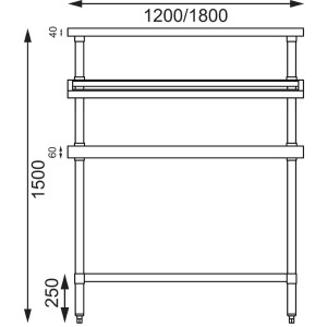 Prípravný stôl z nerezovej ocele so stojanom na zásobníky GN 1200 x 600 mm - Vogue - Fourniresto