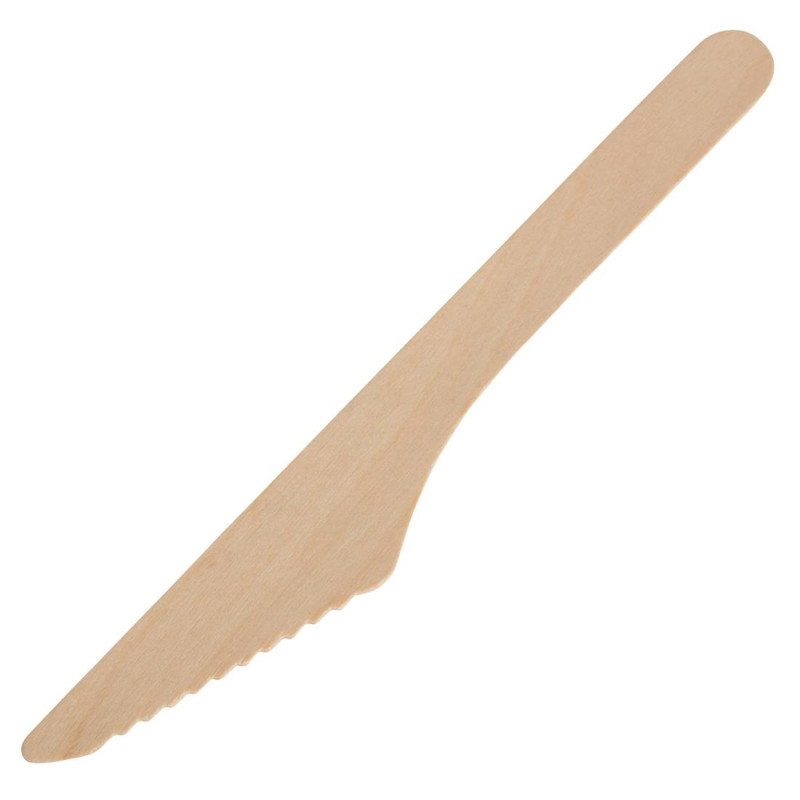 Biodegradable Wooden Knife 165 mm - Pack of 100 - Fiesta Green - Fourniresto